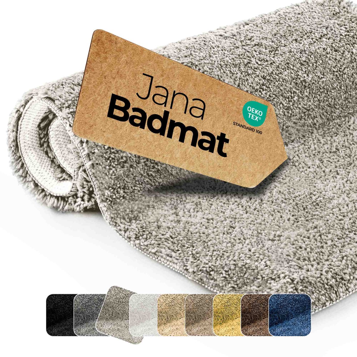 etérea Jana antislip badmat Zilver 50x80 cm shaggy hoogpolig