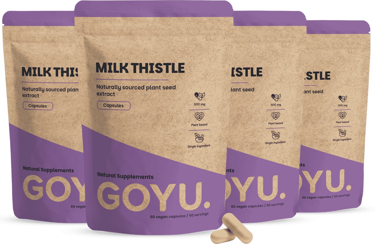 GOYU Mariadistel Extract 5000 mg Combideal 4x 60 capsules - Leverreiniging - Silymarin - Milk Thistle - Vegan - Zonder toevoegingen - Lab getest - 60 dagen voorraad per zakje -