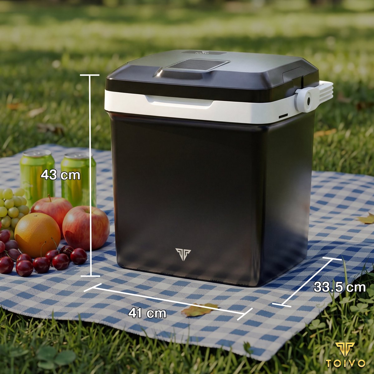 Toivo Elektrische Koelbox - 26 Liter - 12V en 230 volt - Auto - Camping Koelkast - Koelen en Verwarmen - Frigobox - Zwart – foto 7