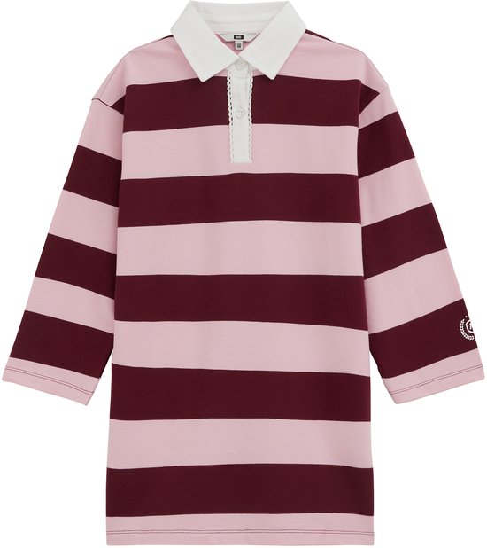 WE Fashion Meisjes oversized jurk met polokraag en blokstreep