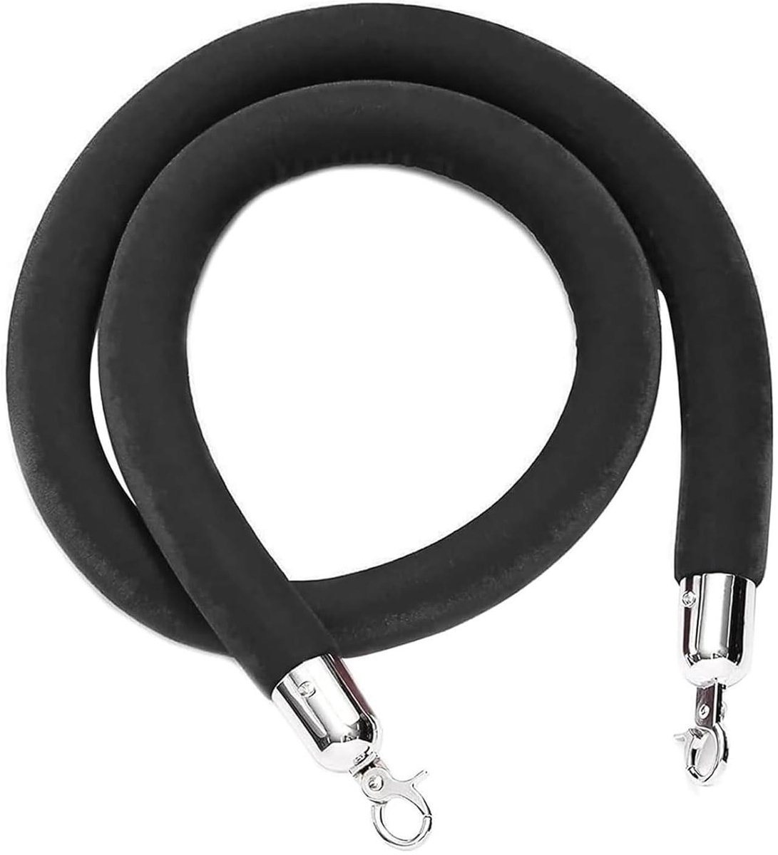 Fluwelen Touw - Afzetkoord - Menigte Beheersen - Elegante Haken - 2 Meter - Zwart