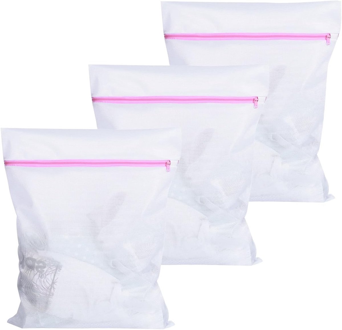 Set van 3 wasnetten 50 cm x 60 cm, fijne waszakken, herbruikbare mesh waszakken met rits voor kleding en delicate stoffen