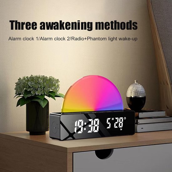 Wekker met simulatie - Natuurlijk wakker worden - Rustig ontwaken - Zonsopgang effect - Niet gespecificeerd - Zwart — afbeelding 2