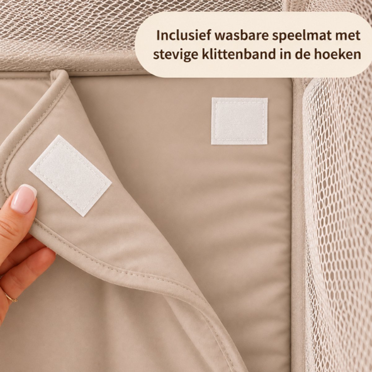 Broyari® Grondbox Baby 180x180 cm – Extra Grote Speelruimte – Binnen 2 Seconden Inklapbaar – Inclusief Speelmat & 50 Speelballen – Opvouwbare Speelbox – Grondbox XL - Beige – foto 2