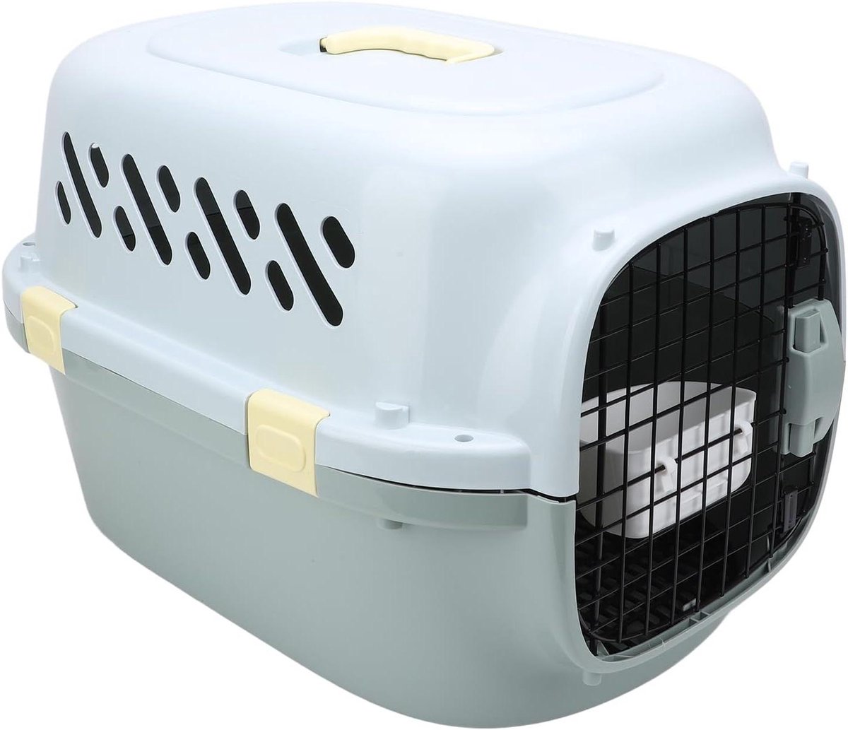 Huisdier transportbox - Reismand kat hond - Veilig vervoer - 4-zijdig ventilatie - 62x41x26 cm - Zwart