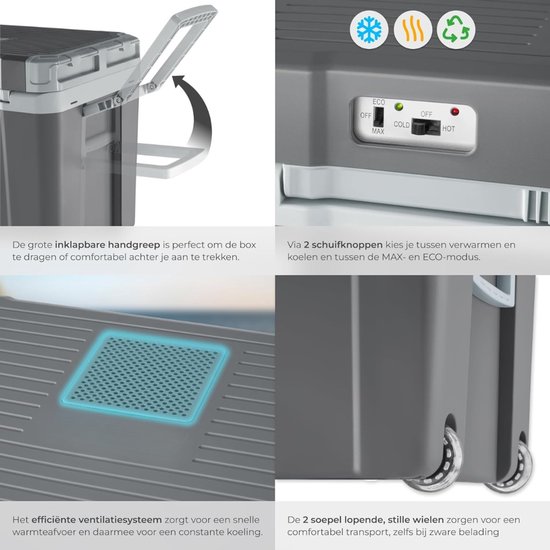 QUOVO® Compressor Koelbox - Koelbox - Elektrische Koelbox - Grijs - 53cm x 35cm x 40cm van Quovo — afbeelding 2