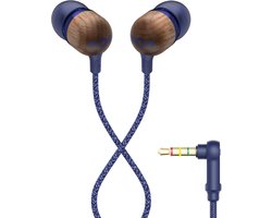 House of Marley Smile Jamaica Oortjes met Draad - Bedrade Oordopjes 3,5 mm Aansluiting - Met Microfoon en 1knopsbediening - Eco Friendly Design - 9 mm Drivers - Knoopvrije Kabel - Denim