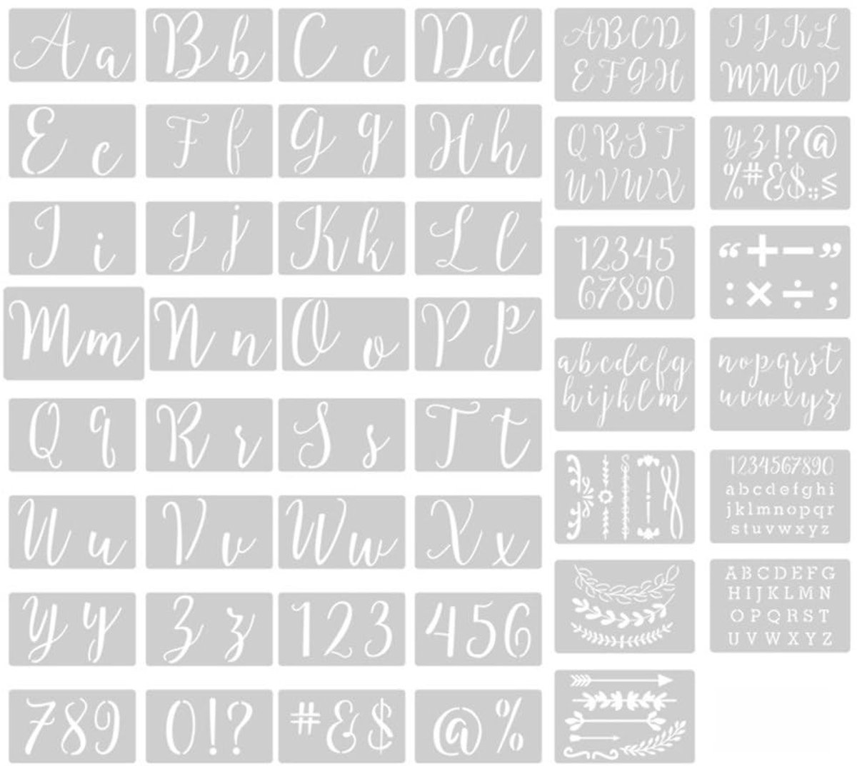 Dailygoods- Sjablonen 45 stuks - Herbruikbare Kalligrafie Letters