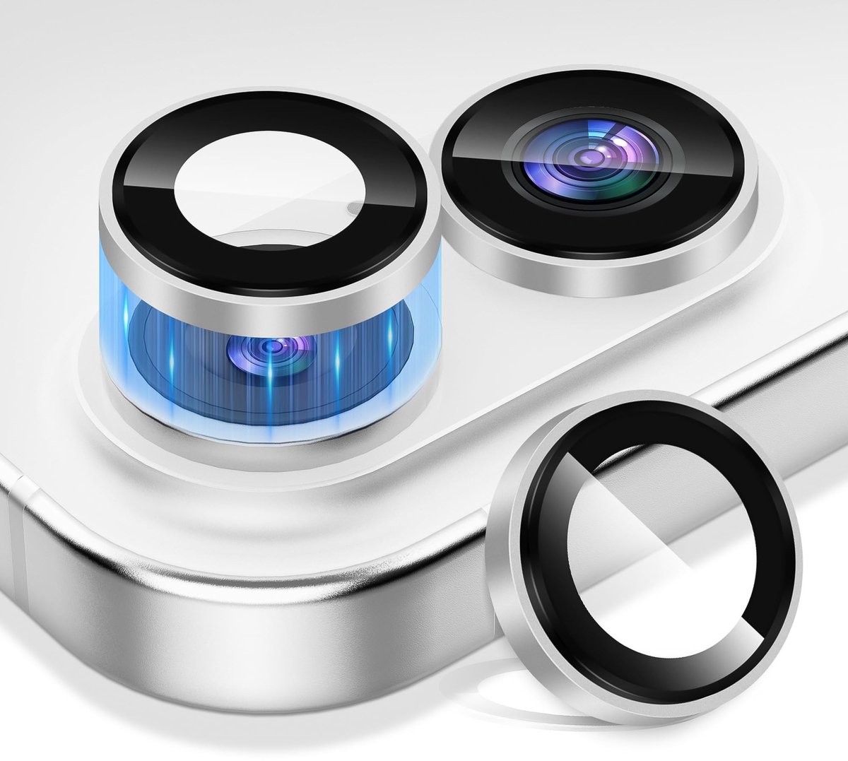 Dailygoods- Lensbeschermer HD Glas - Camera Bescherming iPhone 17 - Aluminium Frame - Schokbestendig - Antislip - Lichtgewicht