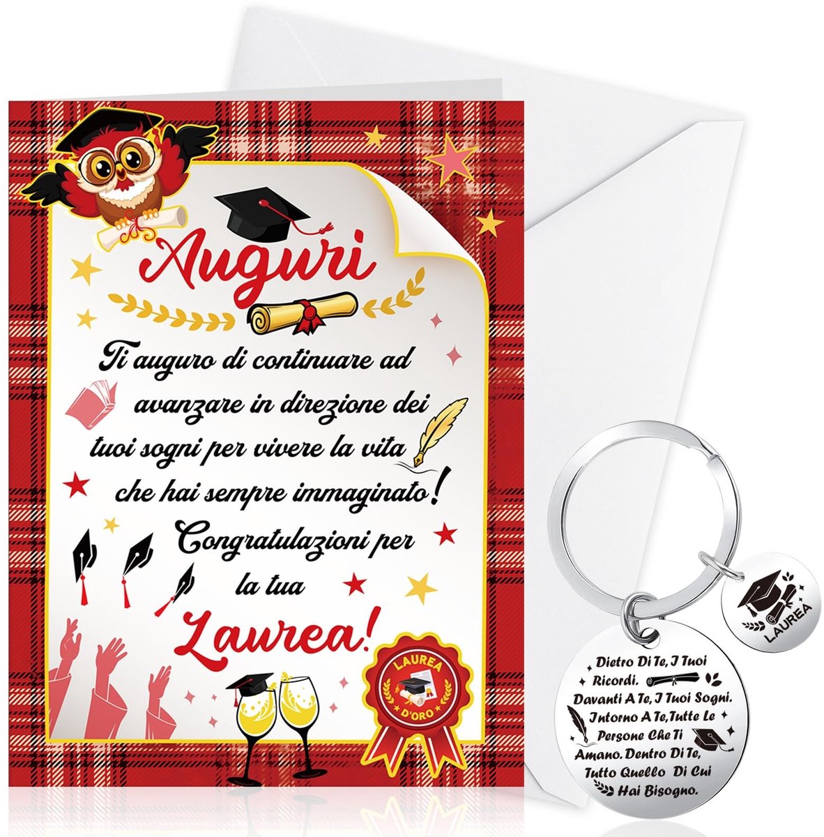 Dailygoods- Graduatiekaart 2023 - Wenskaart voor Afstuderen - Wenskaarten Set - Enveloppen - Sleutelhanger - Afstudeercadeau