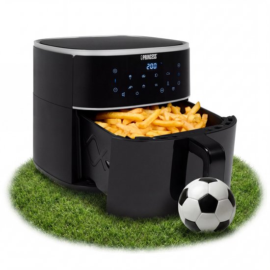 Princess Digitale Airfryer XL 182244 - 6 liter - Groot - PFAS vrij - Heteluchtfriteuse - Zwart - Digital Touchscreen - 8 Automatische Programma's - Inclusief in hoogte verstelbaar Grillrack - WK