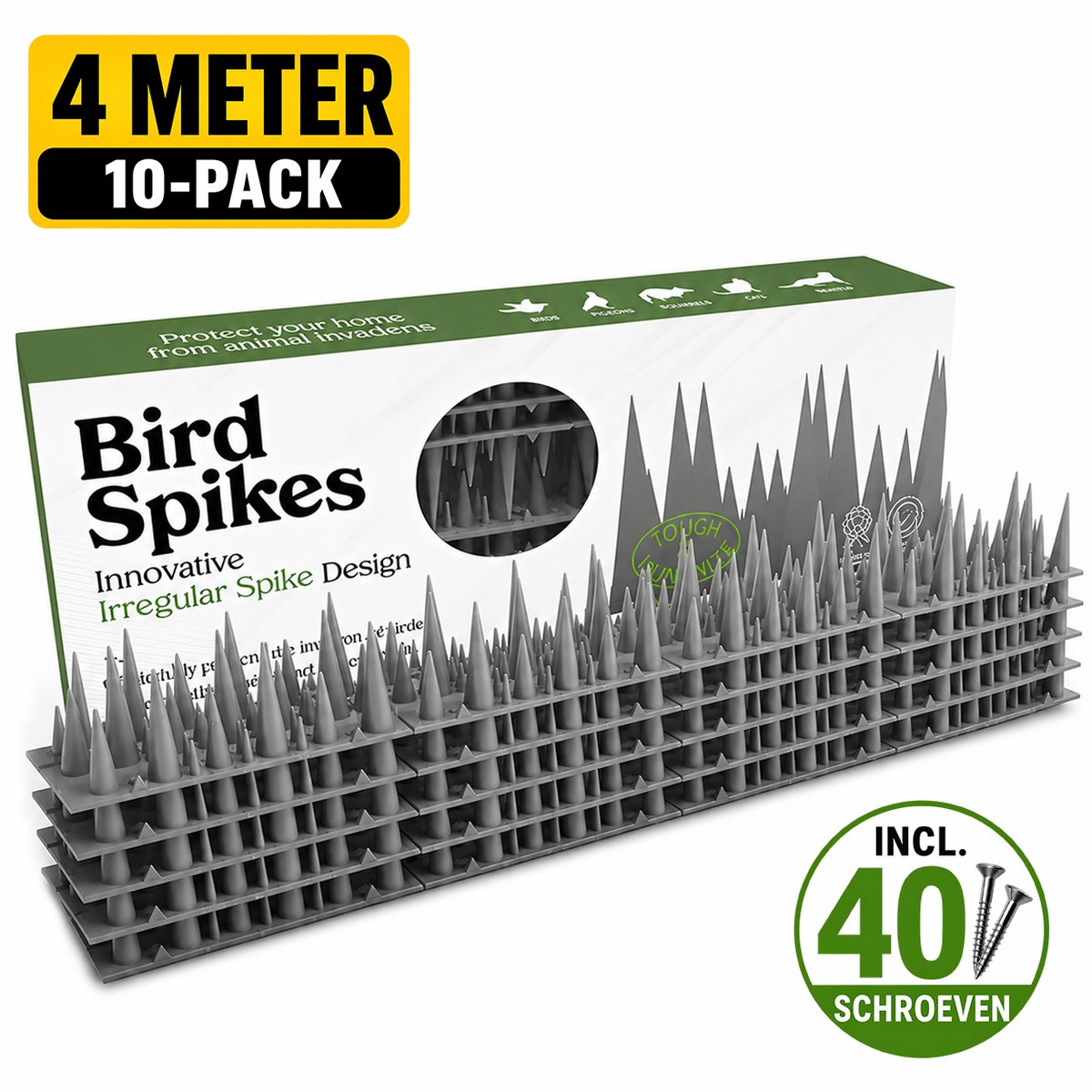 Dieko Duivenpinnen Grijs 4 Meter incl. 40 Schroeven – Buigbare Vogelpinnen – Vogelwering tegen Duiven & Katten – UV Bestendig.