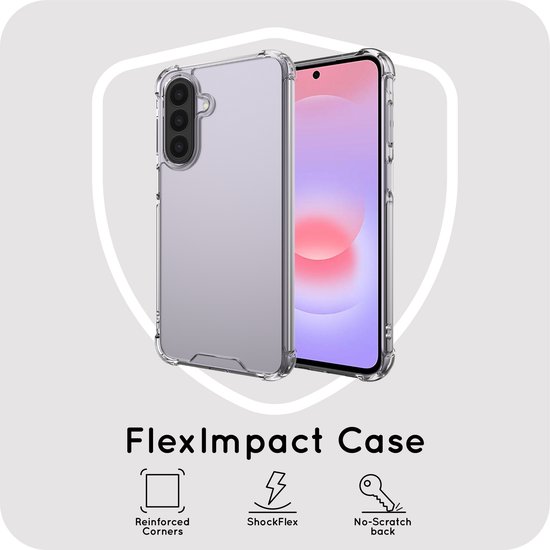 FlexImpact Case voor Samsung Galaxy A27. Doorzichtige hoes met versterkte hoeken en schokbescherming.