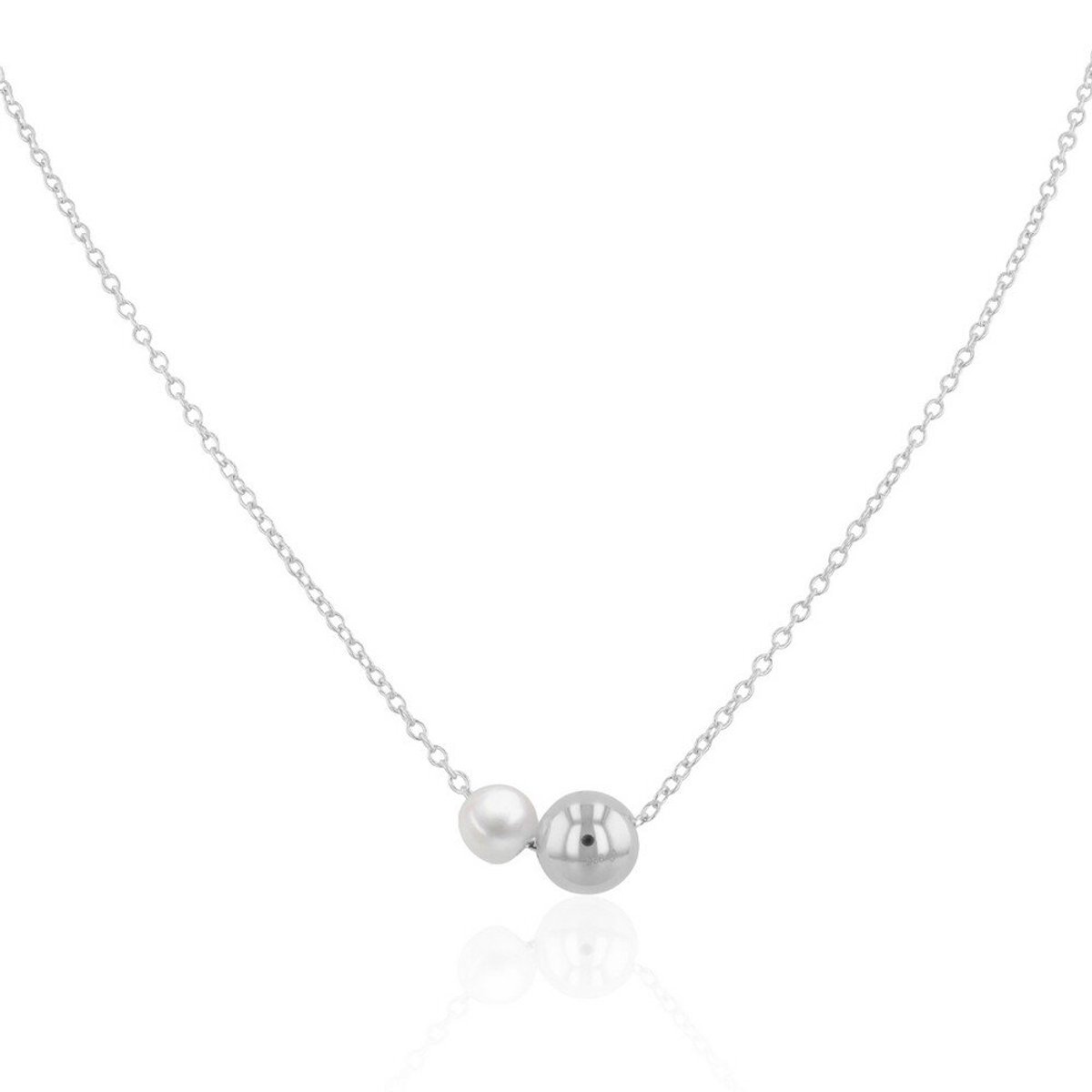 Luna-Pearls - 216.1012 - Ketting - Dames - 925er Zilver gerhodineerd - Zoetwatercultuurparel - 45cm