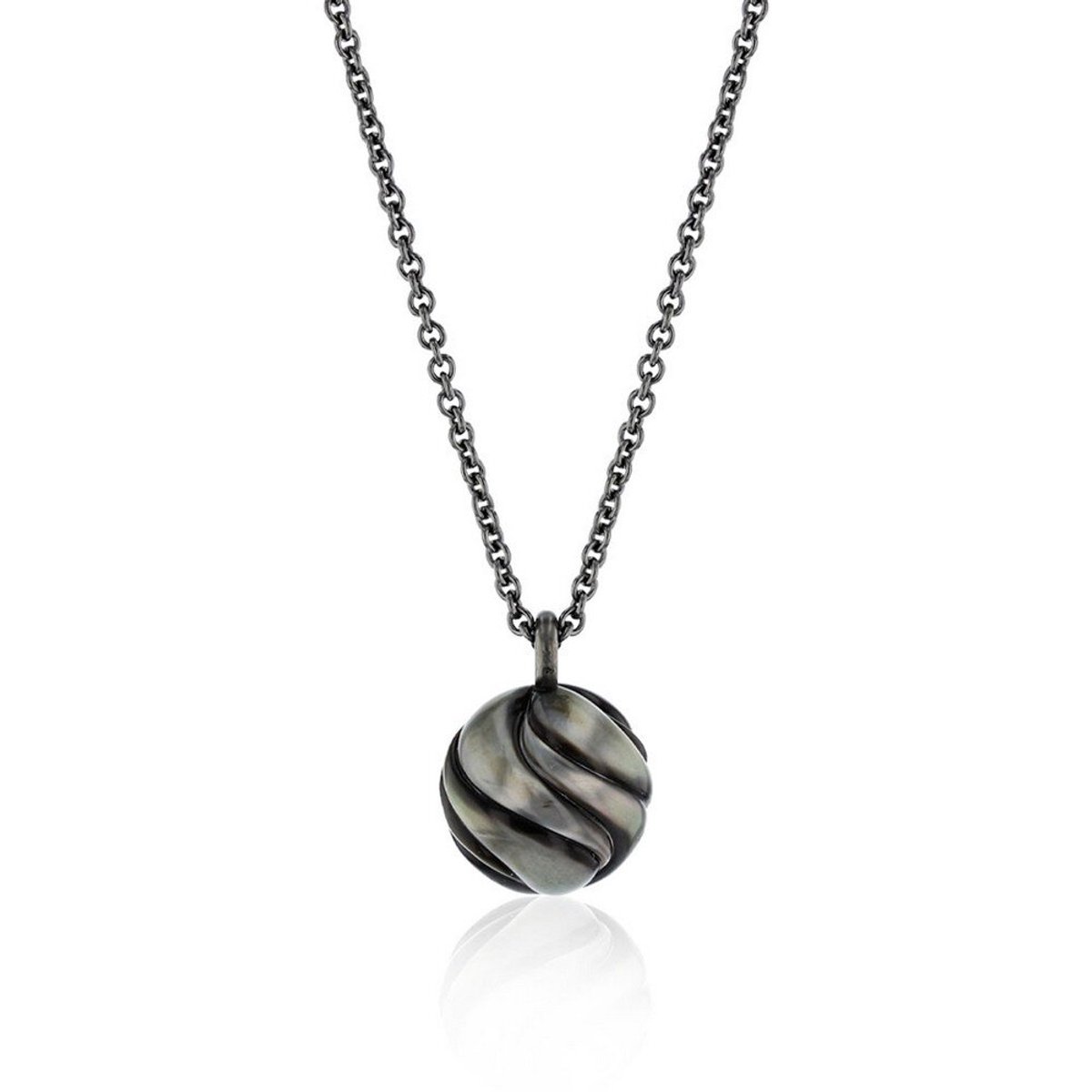 Luna-Pearls - 207.0008 - Ketting - Dames - 925er Zilver Zwart gerhodineerd - Tahiti-cultuurparel - 75cm