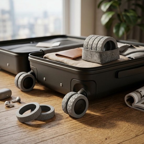 Grijze beschermhoes bolderkar wiel set van 8 siliconen wielbeschermers geluidsreducerende wielhoezen geschikt voor bolderkar kinderwagen bagagekar bureaustoel en trolley schokbestendige wiel bescherming — afbeelding 2