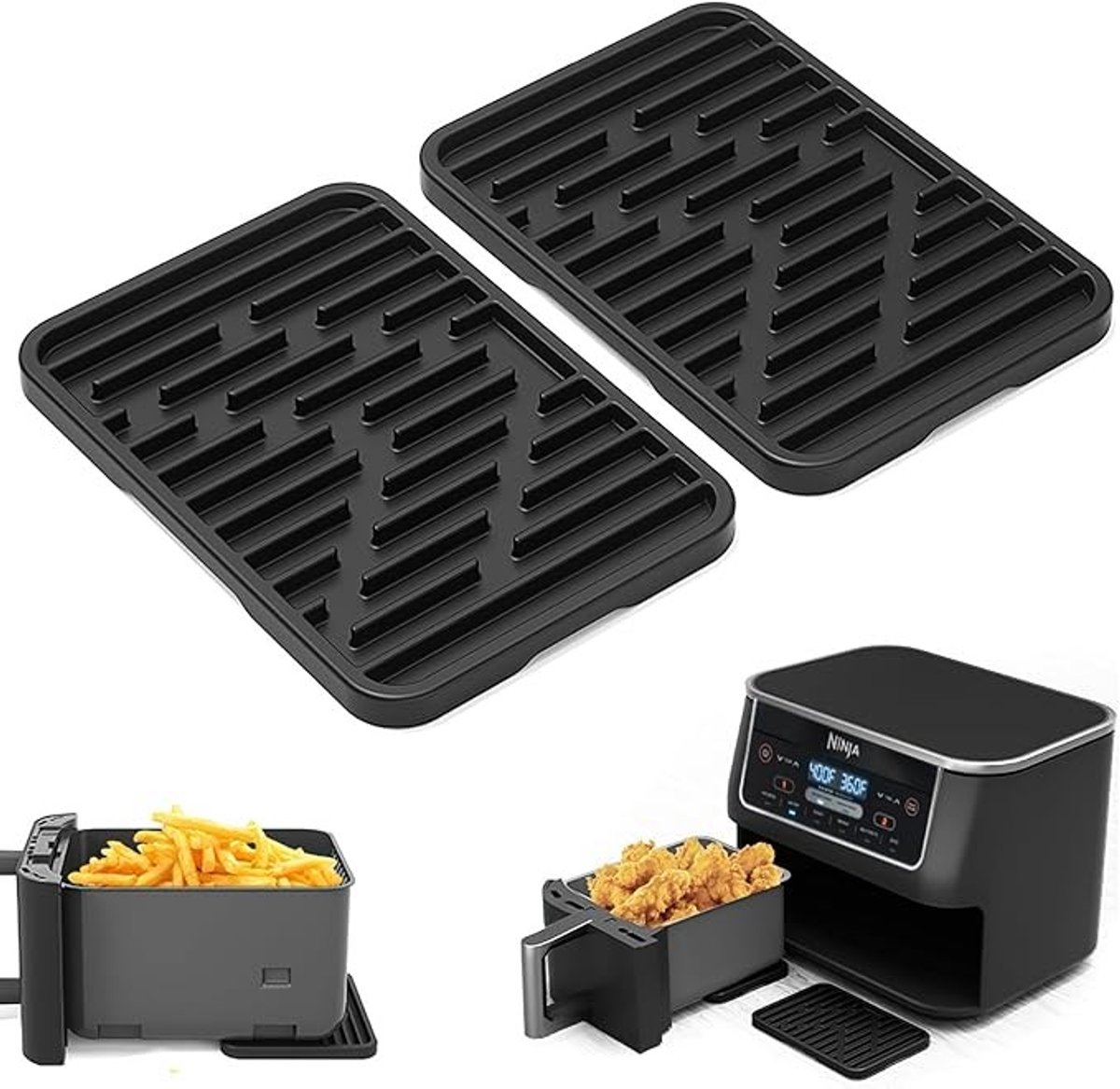 Airfryer siliconen onderzetter 2 stuks - hittebestendige bakmat voor friteuse mand