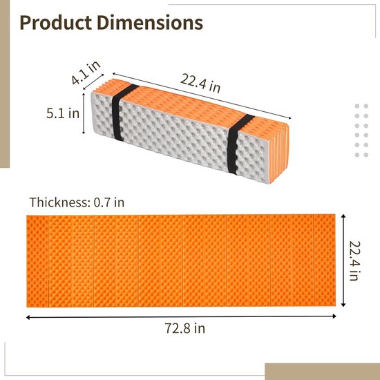 Opvouwbare Camping Pad - Lichtgewicht Slaapmat - Buiten Kamperen - Aluminium Isolatie Laag - 565 cm Breed - Oranje — afbeelding 3
