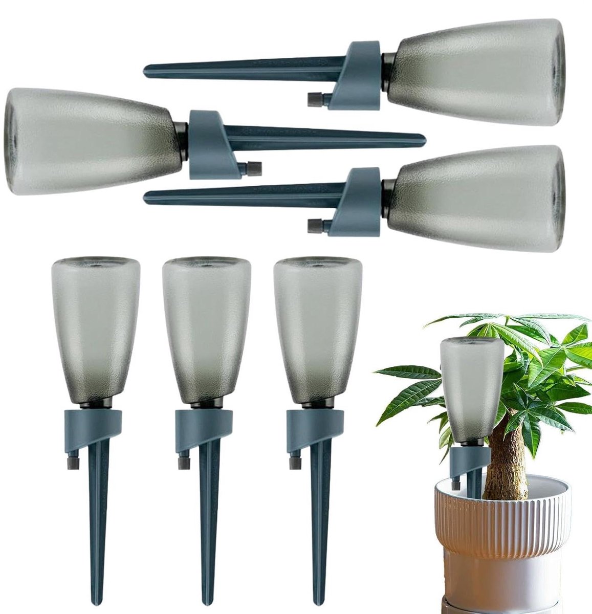 Planten Watergeef Spikes - Zelfwatergevers - Planten Bewateren - Regelbaar Ventiel - 6 stuks - Groen