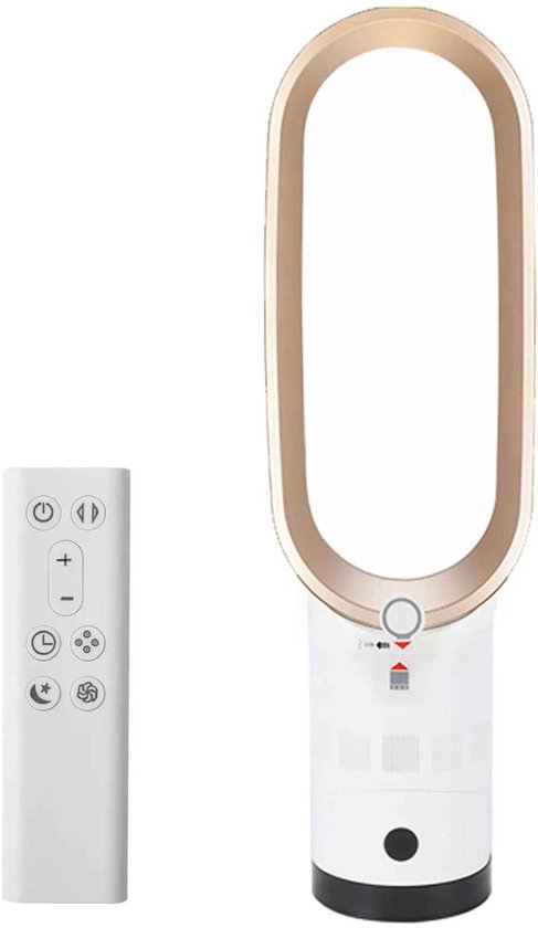 Bladloze torenventilator Casa Living 2-in-1 koeling en luchtzuivering, 10 snelheden, stil, oscillatie, wit/goud