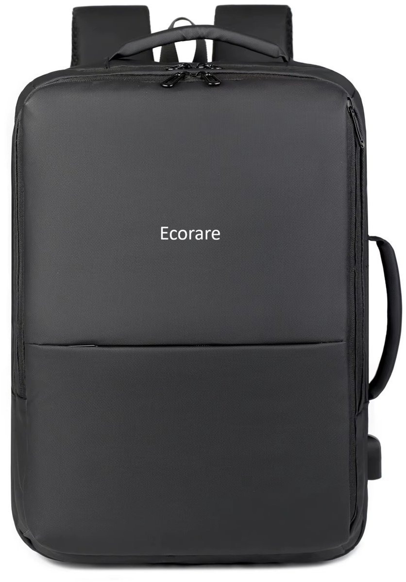 Ecorare Rugzak 39L Zwart - Waterdichte Laptoprugzak voor 15 inch Laptop - PU leer & Nylon - USB-aansluiting - Heren & Dames