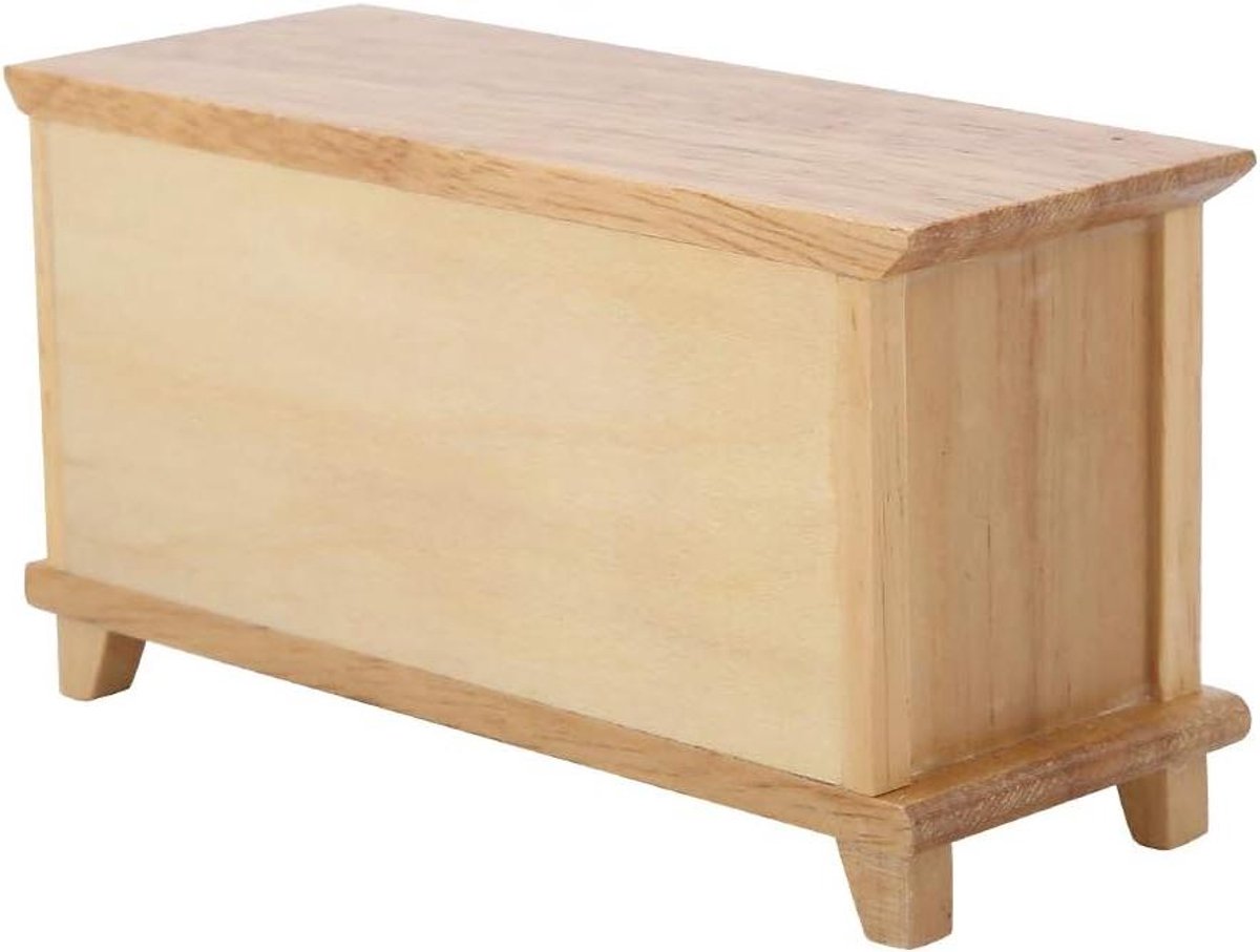Miniatuur TV Kast - Poppenhuis Meubel - Poppenhuis Inrichten - Openende Deurtjes - 1:12 Schaal - Houtkleur