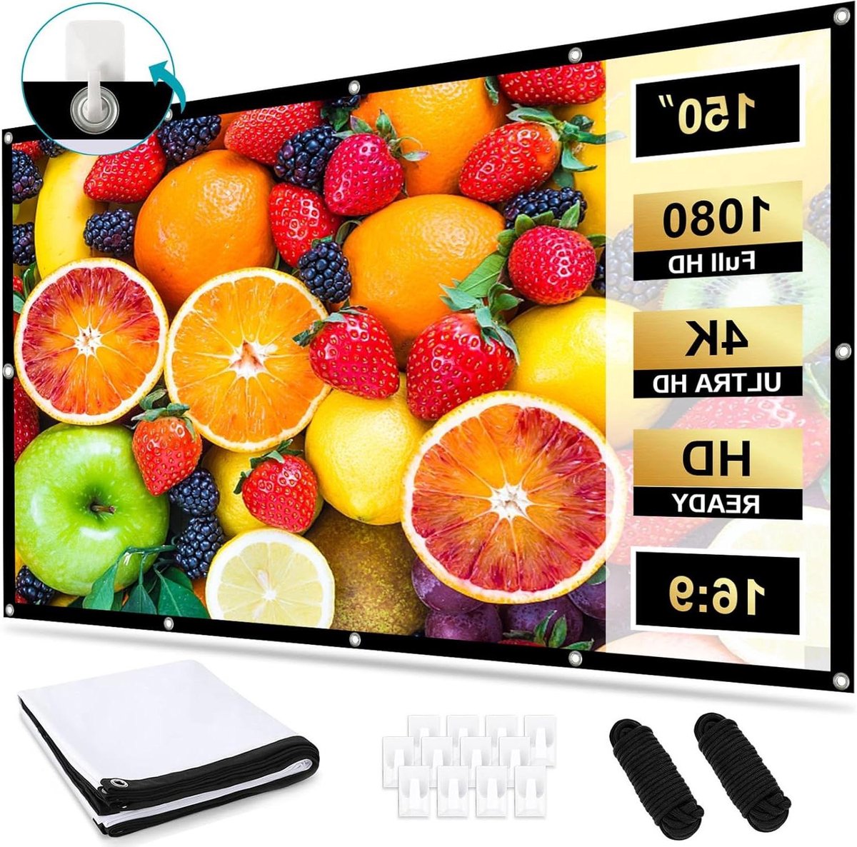 Projectiescherm - Filmdoek - Thuisbioscoop creëren - Kreukvrij polyester - 150 inch - Wit