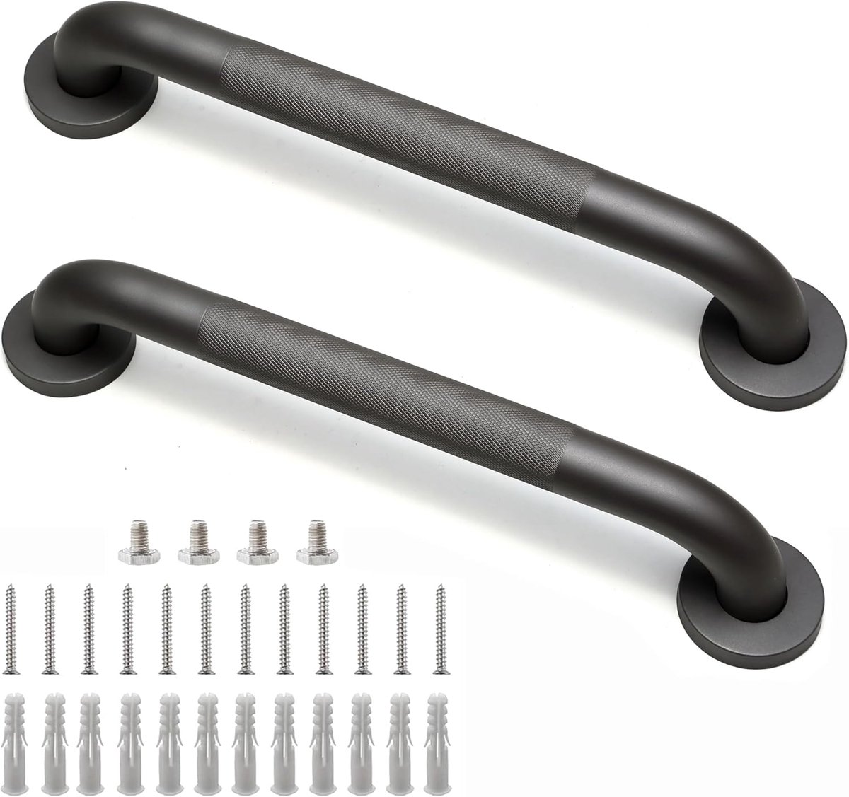 BOTC Wandbeugel 40 cm extra grip - Douche Handgreep - 2stuks - Wandbeugel Badkamer - Toiletbeugel - Veiligheidsbeugel - Zwart