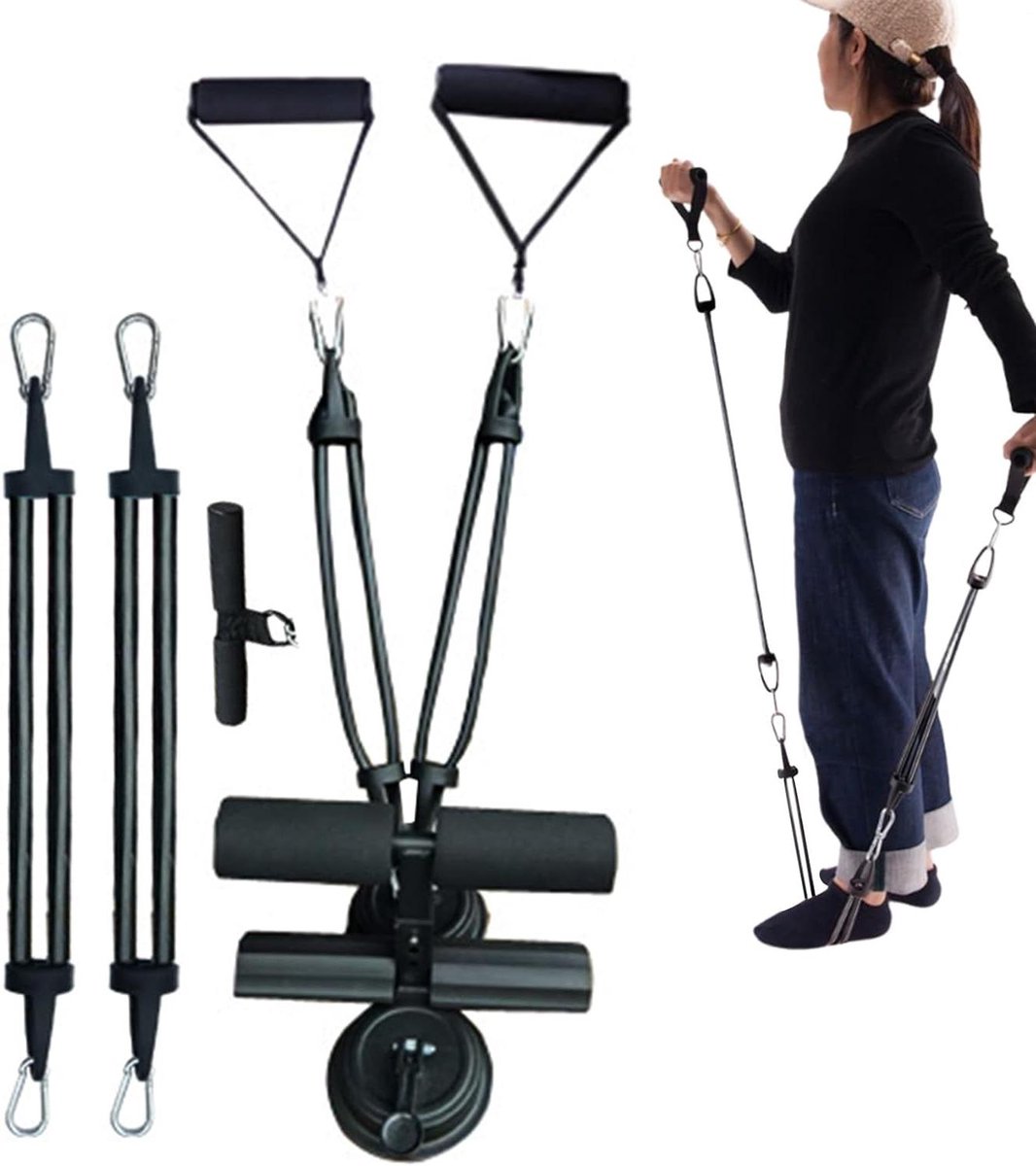 Sit-ups Voethouder - Trainingshulp Buikspier - Krachtige Core Training - Antislip Zuigbasis - Compact Ontwerp - Zwart