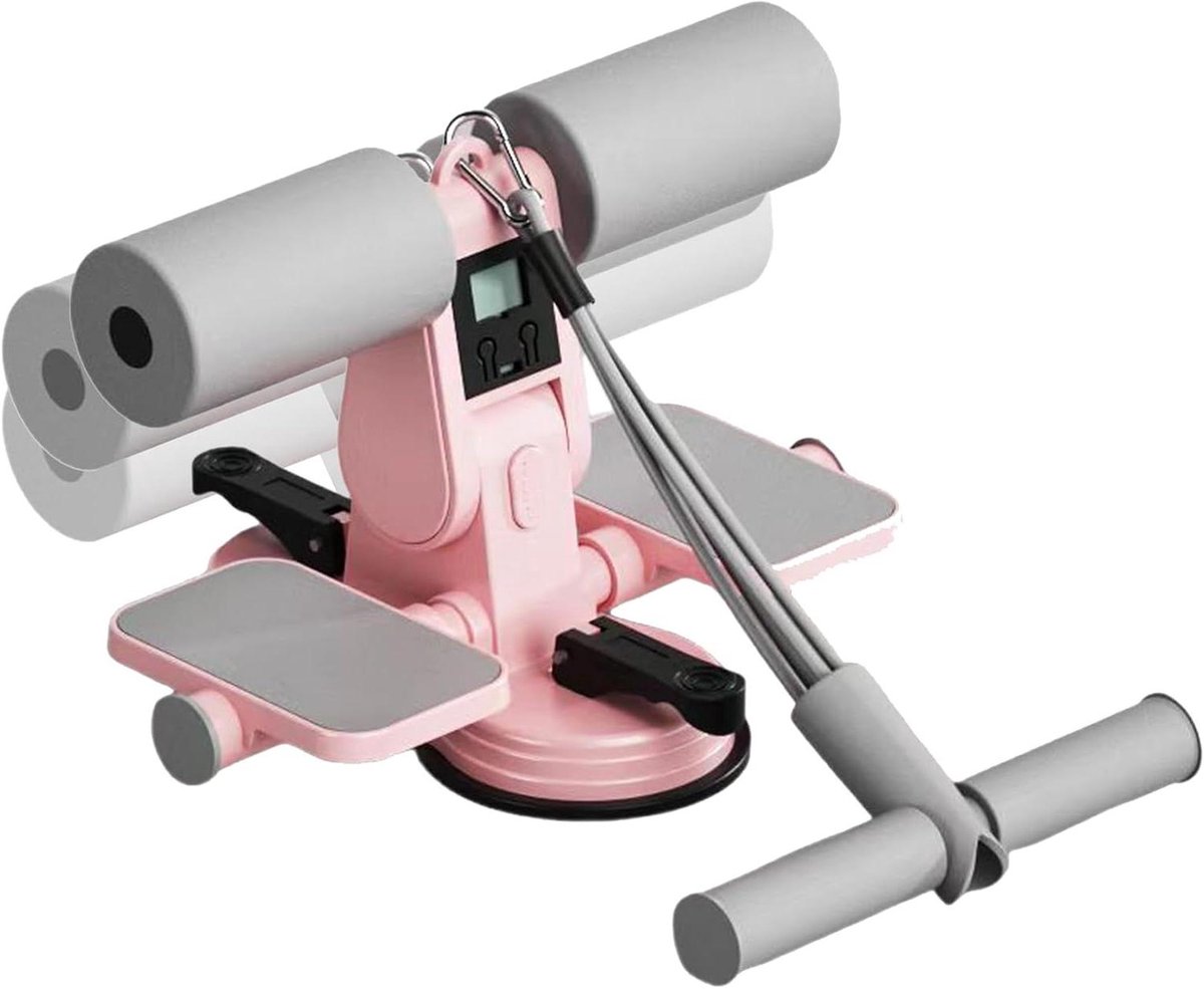 Buikspier Trainer - Zit-up Hulp - Thuis Fitness - Dubbele Zuignap Stabiliteit - Verstelbare Hoogte - Roze