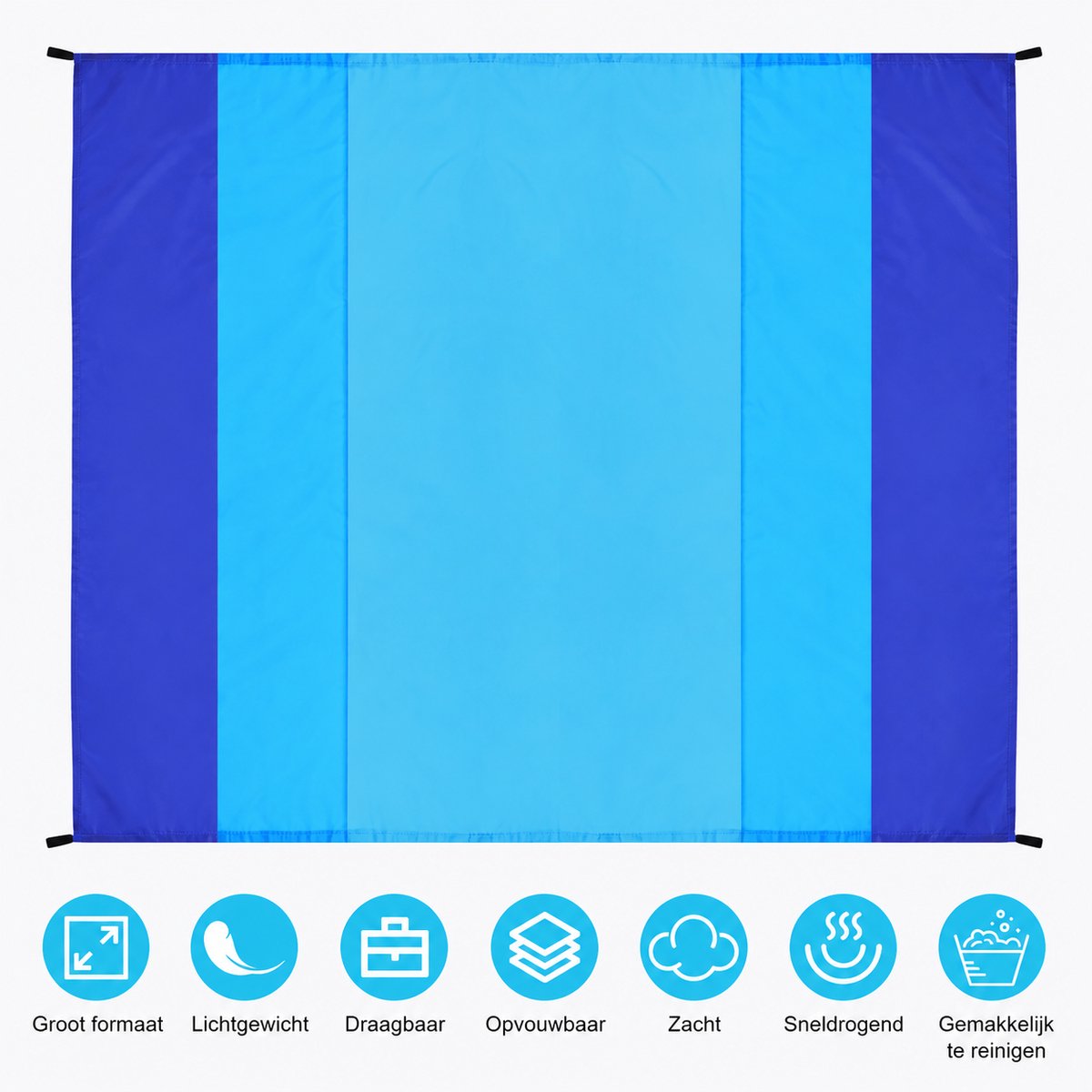 Tolvia XXL Strandmat 210x200cm - Waterdicht & Zandvrij Picknickkleed - Opvouwbare Stranddeken met 4 Haringen - Sneldrogend Outdoor Kleed voor Strand, Camping & Festival