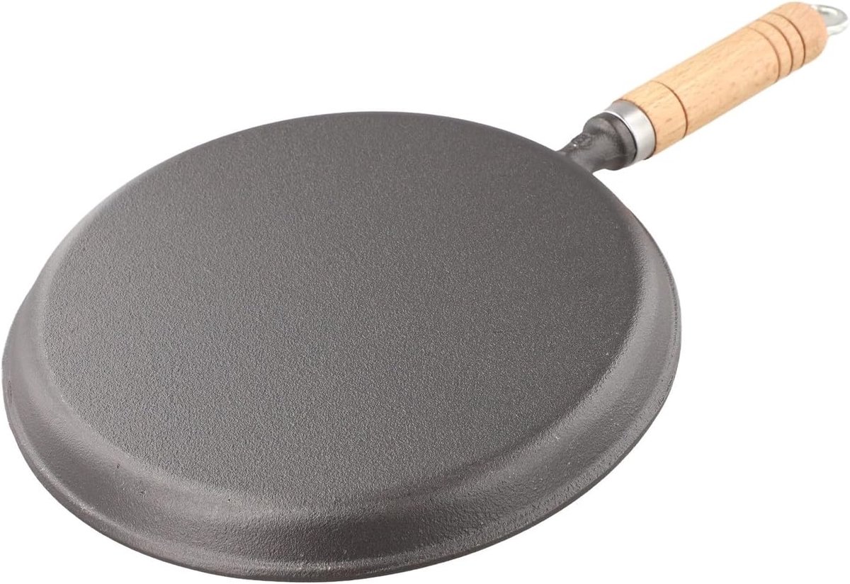 Gietijzeren Pannenkoekenpan - Koekenpan - Thuis Koken - Gelijkmatige Hitte - 20 cm - Zwart