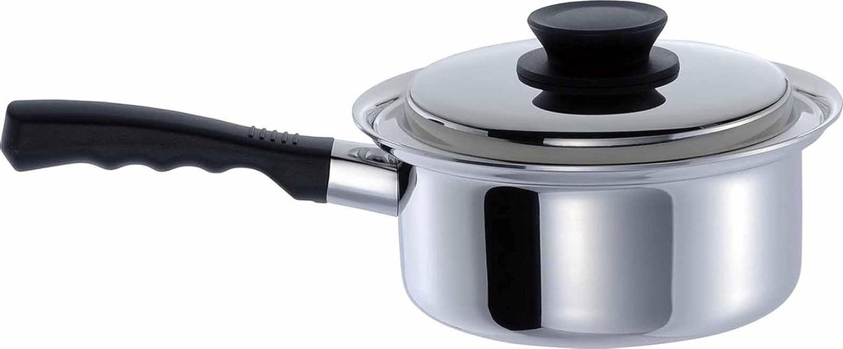 Diepe Koekenpan - Steelpan Sauteerpan - Koken en Bakken - 3-Laags Constructie - 18cm - Zilver