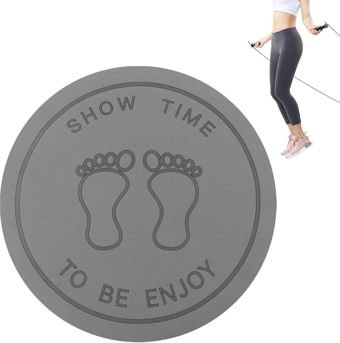 Springtouw Mat - Fitness Pad Vloerbescherming - Thuis Trainen - Buurvriendelijk Geluidsdempend - 60 x 60 cm - Grijs