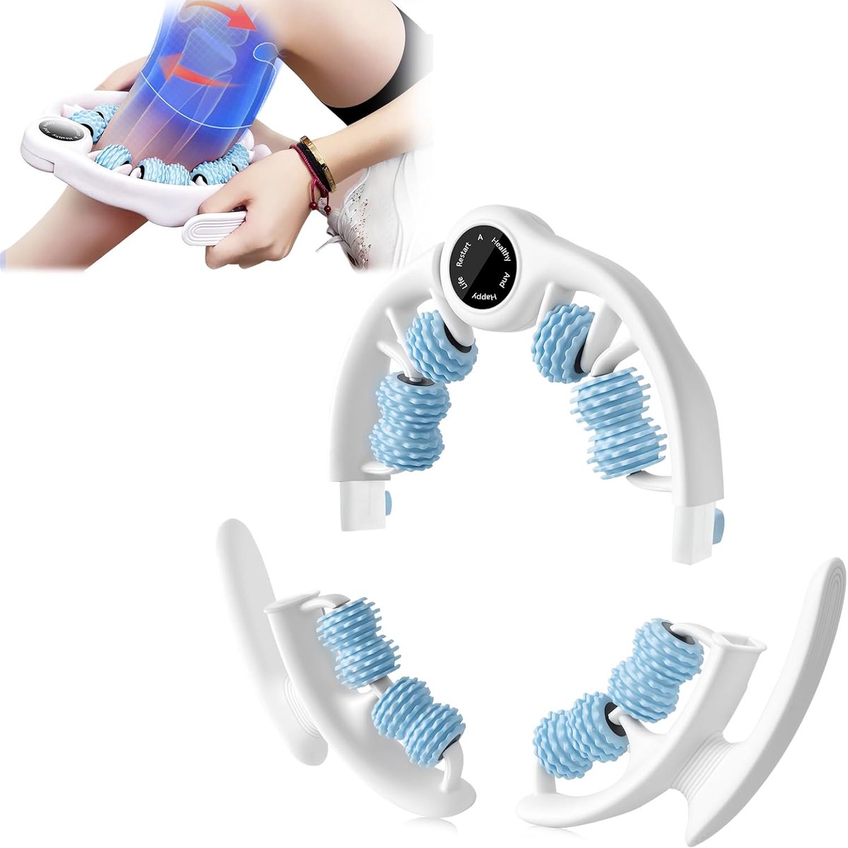 Handmatig Massageapparaat - Lymfedrainage Roller - Lichaamsvorming Wellness - Verstelbare Dubbele Rollen - 26 x 4 x 25 cm - Grijs