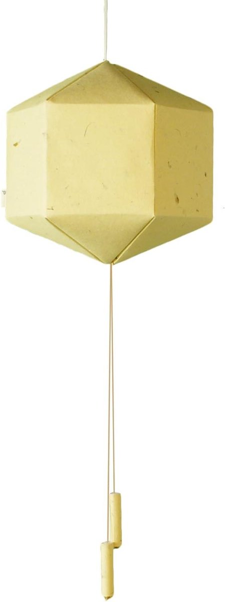 Papieren Lantaarn - Hanglamp Bloem - Woondecoratie - Handgemaakt Uniek - 27cm - Geel