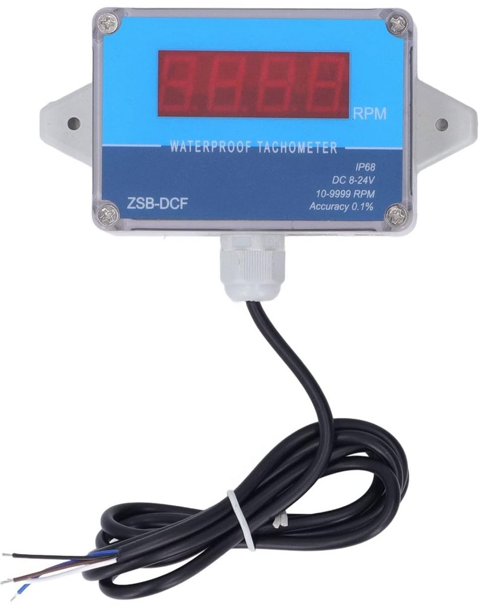 Motor Toerenteller - Snelheidsmeter Sensor - Meten Motor Snelheid - IP68 Waterdicht - DC 8-24V - Rood Display