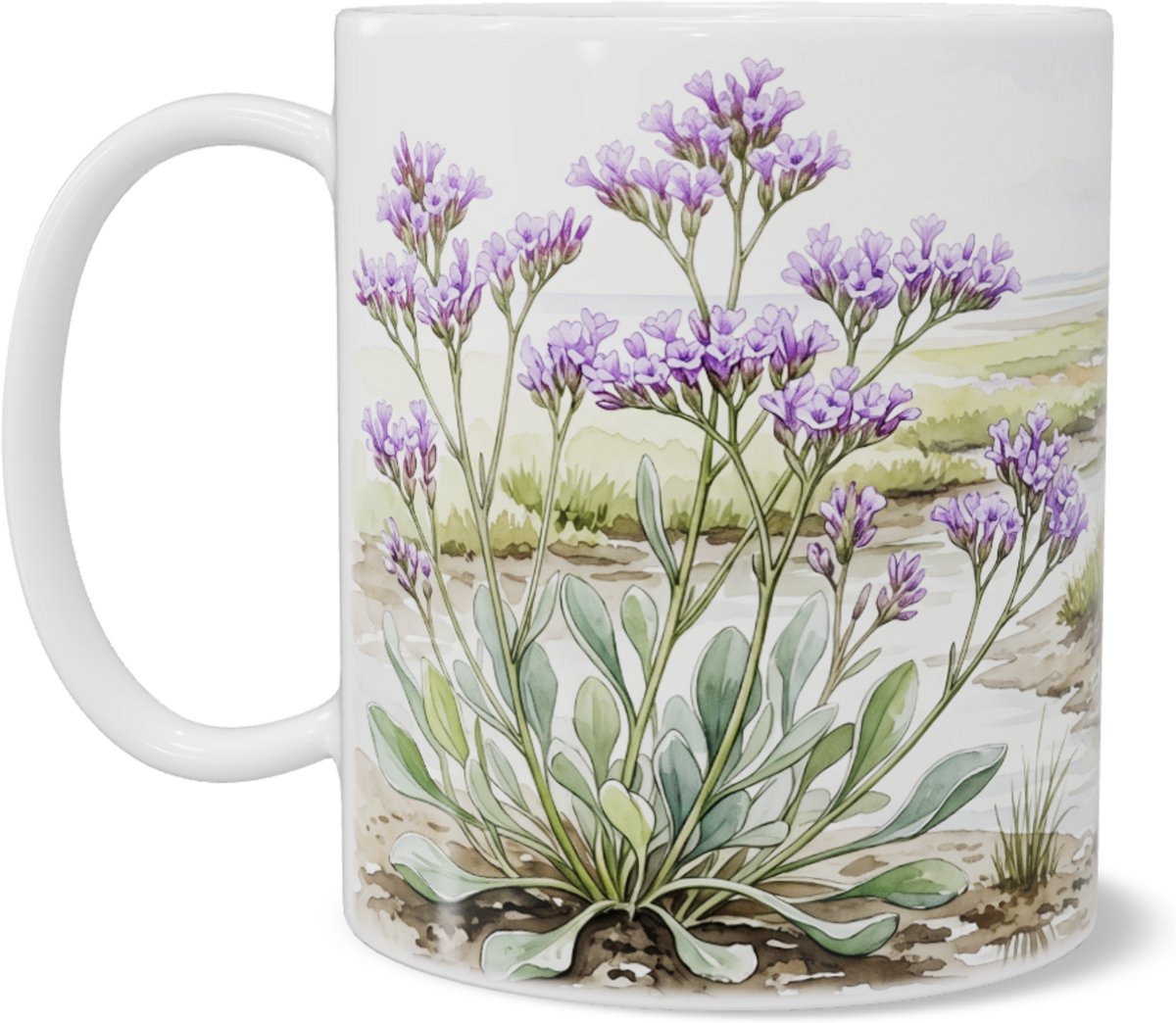 Mok Aquarel Series Lamsoor Kwelder Landschap met Molens Illustratie