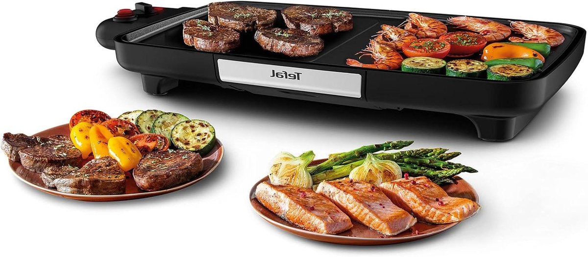 Elektrische Tafelgrill - Indoor Grill - Gezellig Tafelen - Power Boost Zone - 6-8 Personen - Zwart