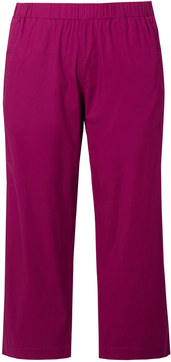 Ulla Popken - Dames - 7/8-chinobroek Ruby elastische tailleband wijde - Magnoliarood - Maat 50