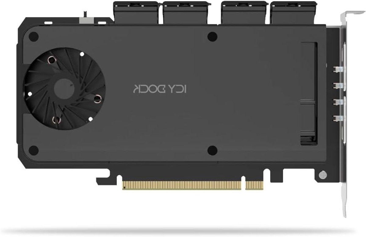 M.2 NVMe SSD Adapter - Wisselkader Kaart - Opslag Uitbreiden - Vier Schijven In Slot - 20 cm - Zwart