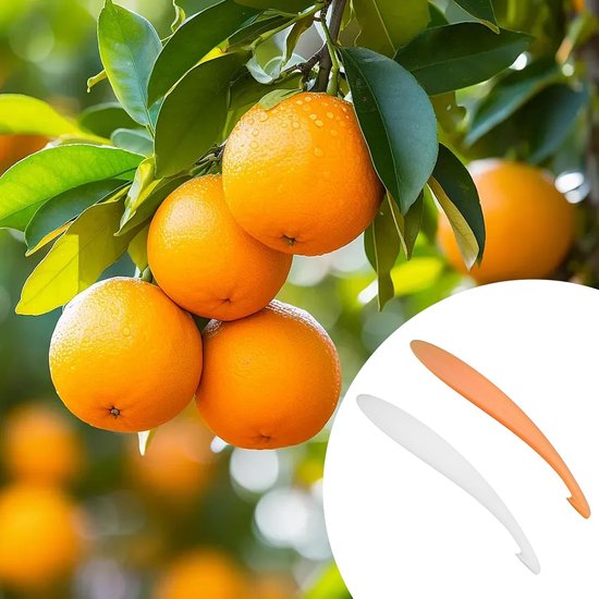 Sinaasappelschiller Set - Citrus openers - Fruit Snel Schillen - Ergonomisch Ontwerp - 2 stuks - Oranje en Wit — afbeelding 5