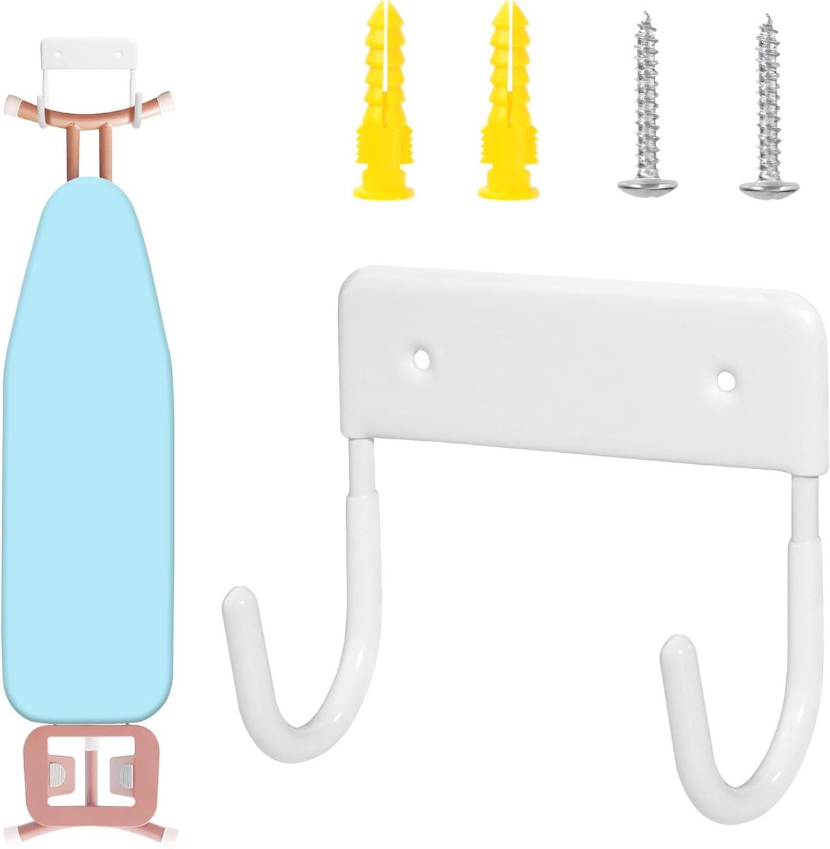 Strijkplank Houder - Wandrek Organizer - Wasruimte Opruimen - Ruimtebesparend Ontwerp - 12 cm - Wit