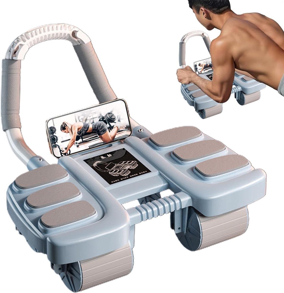 Buikspierwiel - Fitnesswiel - Krachtraining - Automatische Rebound - 42x36x24cm - Blauw