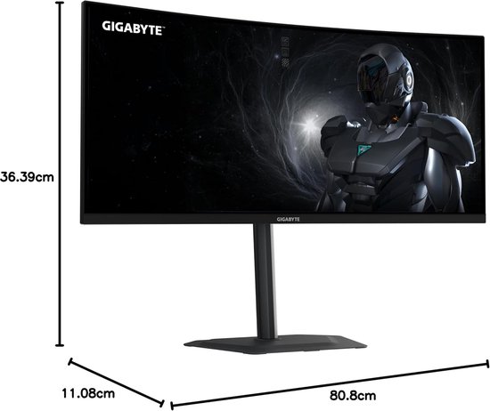 GIGABYTE G34WQC2 Curved Gaming Monitor 34 inch WQHD - 3440 x 1440, 1500R, 200Hz, 1ms, 450 CD/m², AMD FreeSync Premium, DisplayHDR 400, HDMI 2.0, Displayport 1.4 — afbeelding 5