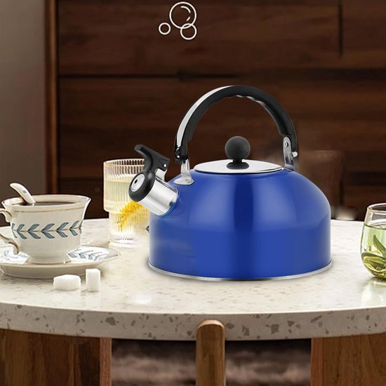 Fluitketel Roestvrij Staal - Waterkoker Camping - Water Koken - Functionele Fluittuit - 1.8 Liter - Donkerblauw — afbeelding 3