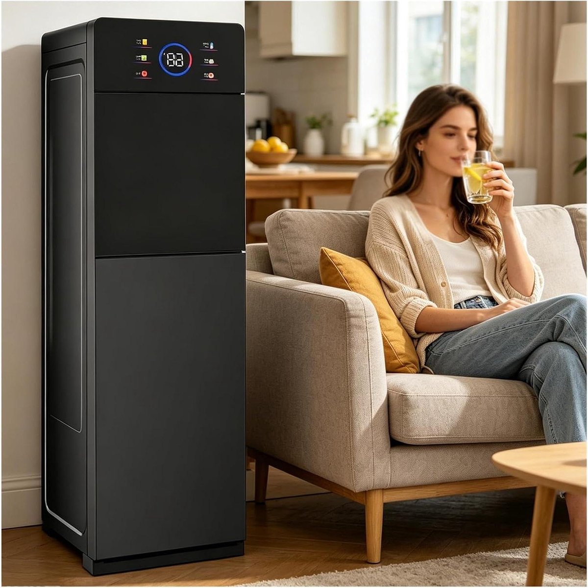 Waterkoeler Onderlading - Heetwaterdispenser Digitaal - Direct Drinkwater - Touchscreen Bediening - 19 Liter Fles - Zwart