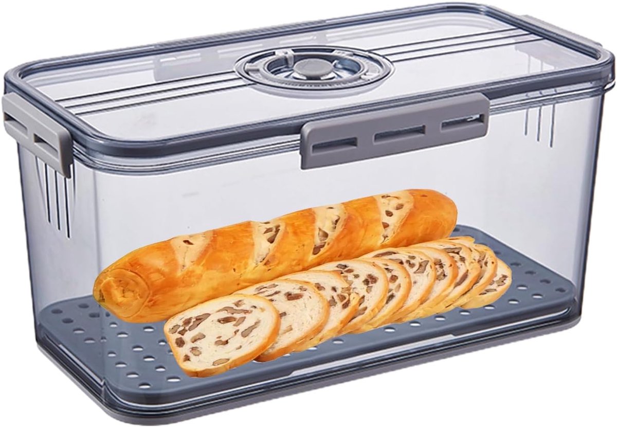 Broodtrommel Vershouder Bewaardoos Keuken Brood Langer Vers Instelbaar Luchtventiel 335 x 185 x 12 cm Geel