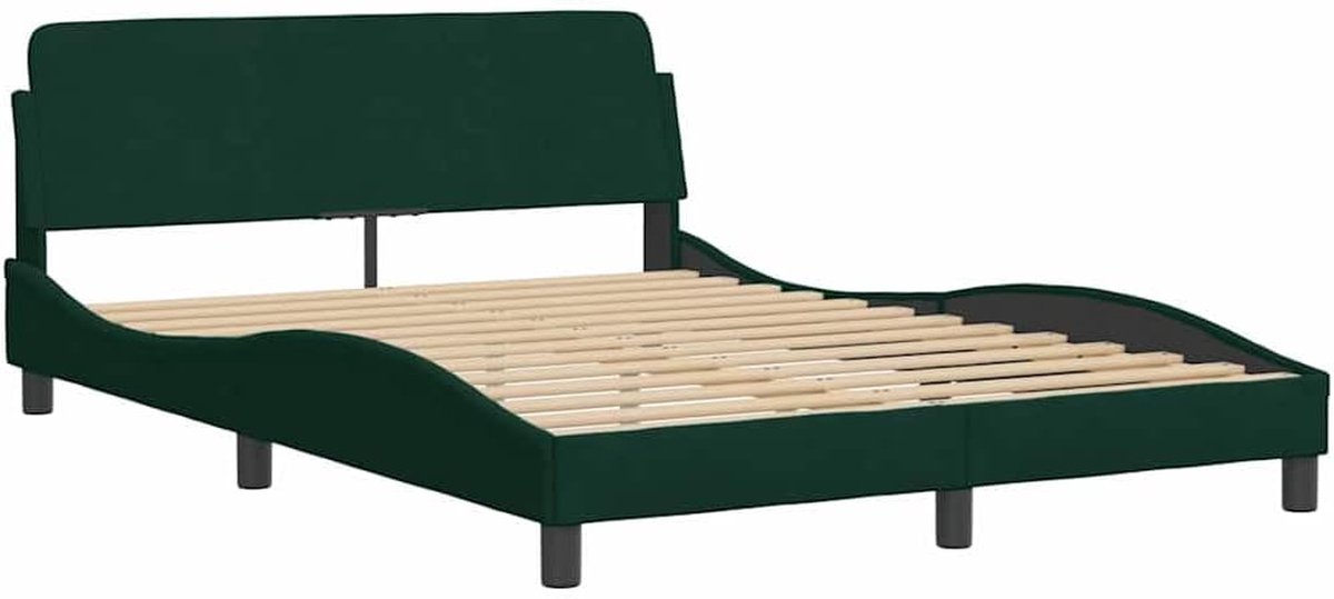 Bedframe met hoofdbord - Slaapmeubel - Slaapcomfort - Zacht fluweel - 120x200 cm - Donkerg