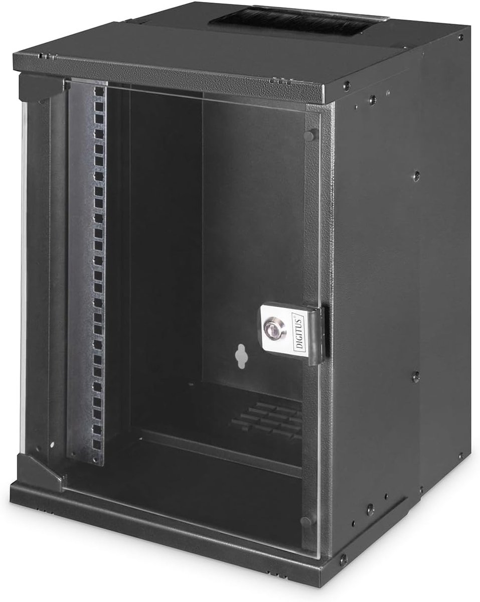 Netwerkkast Wandmontage - Serverkast Klein Kantoor - Gestructureerd Netwerkbeheer - 10-inch Formaat - 9 HE 457x316x298mm - Zwart